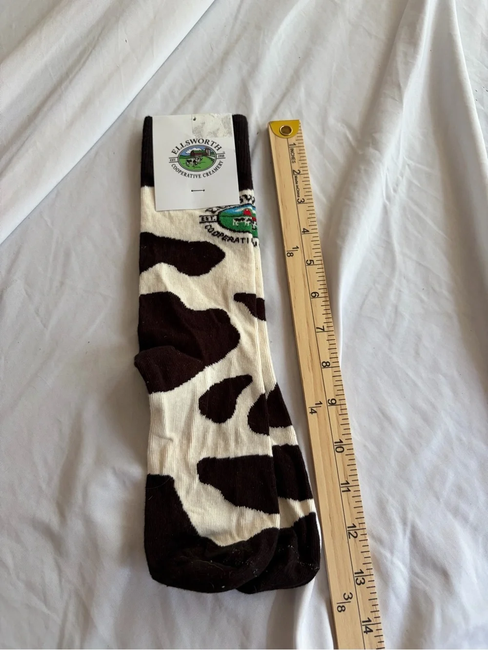 Ellsworth Creamery Cow Print Crew Socks NWT Novelty One Size